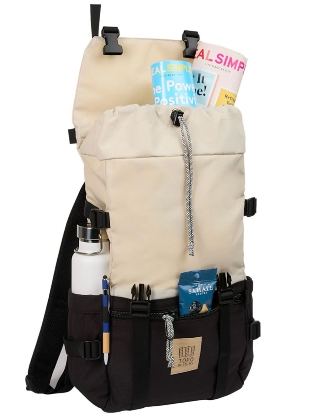 Topo Designs Cream and Black Roll-Top Backpack (Rover Pack Classic) - Picture 2 of 4